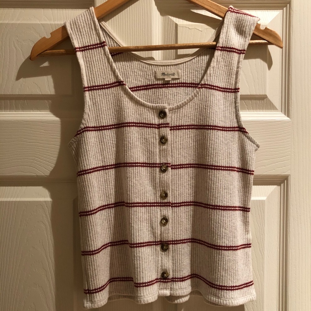 Madewell Ribbed Striped Button Down Tank Medium
